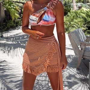 Lovers + friends crochet wrap skirt